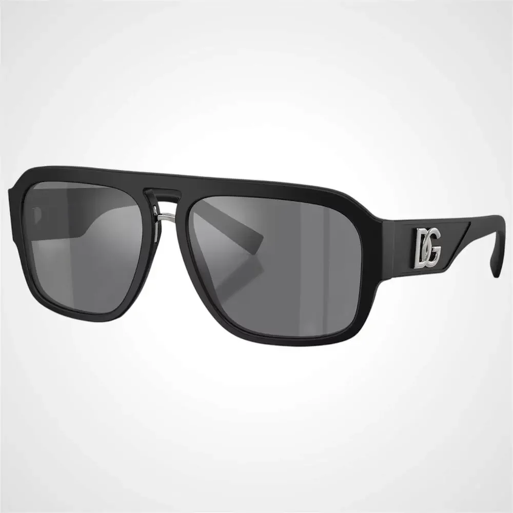 New Dolce & Gabbana Sunglasses Black Matte Aviator Pilot Gray Mirror Black Lens